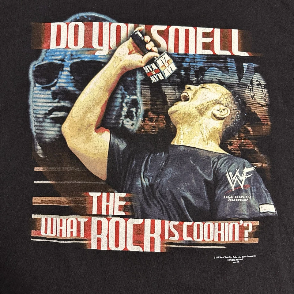 Camisa Negra WWF The Rock 2000 Vintage Talla Grande, WWE Attitude Era Foto 2 de 4