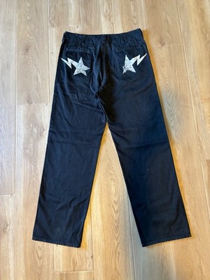 Y2K A Bathing Ape BAPE Star Graphic Black Wash Jeans Women's M 33x30 High Rise