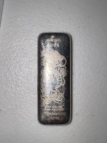 2024 Scottsdale 100g Silver Lunar Year of the Dragon .999 Fine Silver Bar TONING
