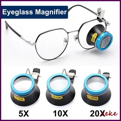 5X 10X 20X Eyeglass Magnifier Clip-On Eye Loupe Magnifying Lens Portable