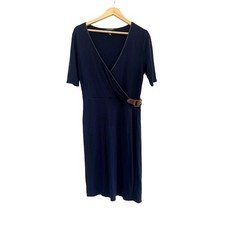 Lauren Ralph Lauren Knee Length Wrap Dress Womens Large Blue Old Money Career
