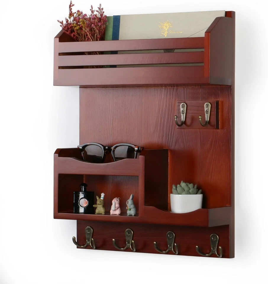 Versatile Rustic Key and Mail Holder with Strong Hooks - Easy Install Solution - Image 3 of 4