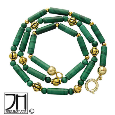 Vintage Malachit Glas Halskette Grün green malachite glass necklace