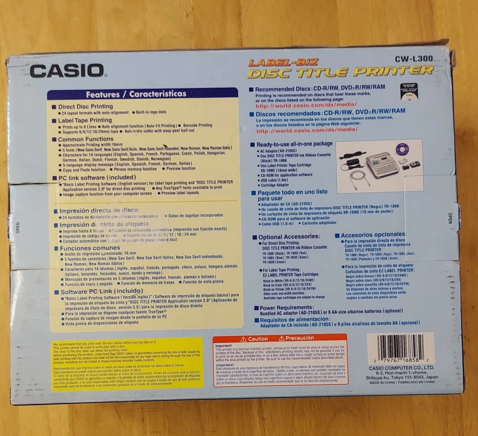 Vintage Retro Casio CD/DVD Disc Title Printer & Label Maker CW-L300 - Image 4 of 4