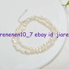 8-9mm Real White Freshwater Baroque Pearl Necklace 18inch Natural Fashion