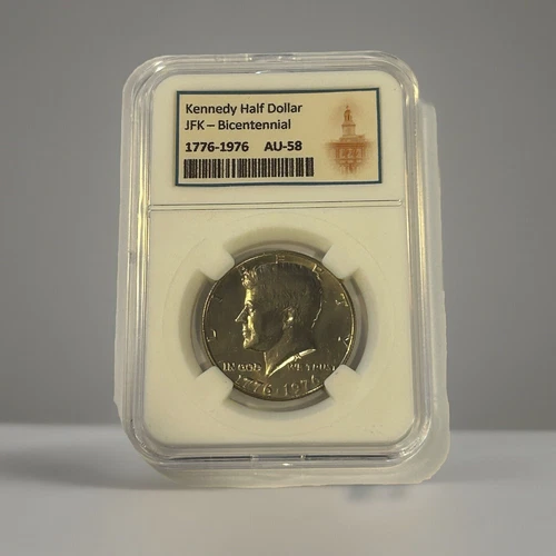 1976 / BICENTENNIAL - KENNEDY HALF DOLLAR [KEEPSAKE SLAB] (C/N CLAD) AU+ CHOICE