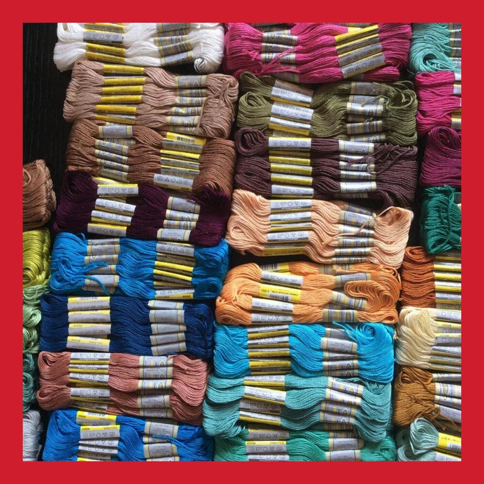 - FAIT MAIN - LOT SET FIL À BRODER ÉCHEVETTES COTON LOISIRS CRÉATIFS CANEVAS COLORIS AU CHOIX