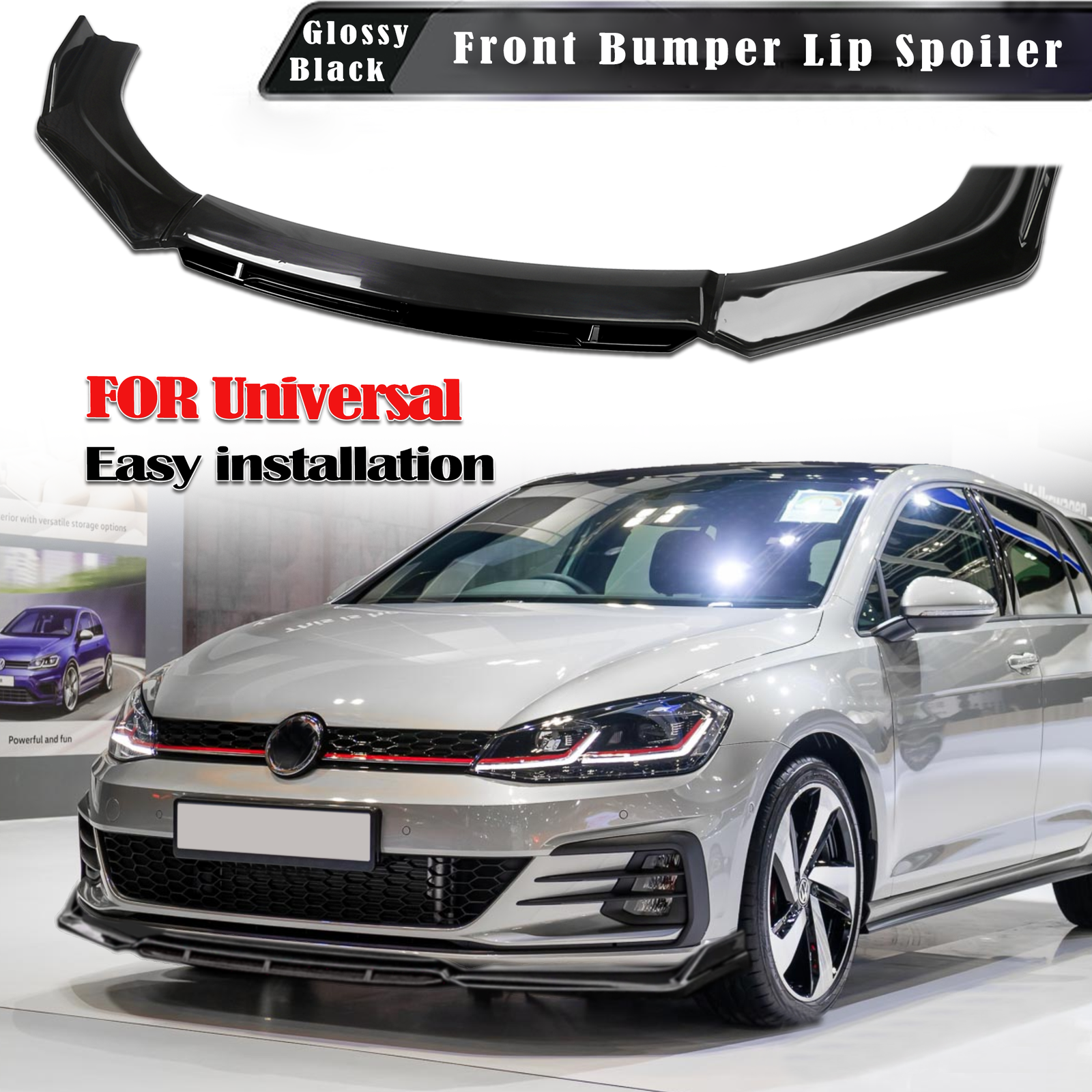 For VW Golf  MK6 MK7 Universal Front Bumper Lip Spoiler Splitter Diffuser Black
