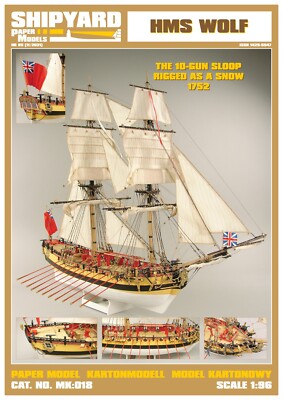 Karte Papier ausgeschnitten Modellbausatz Schiff Werft HMS WOLF (Lasergeschnittener Rahmen)
