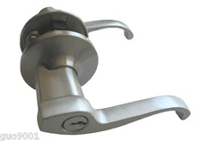 Entrance Entry Brushed Nickel Keyed Lever Handle Door Lock RH & LH Lockset 