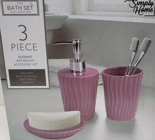 Porcelain 3 piece Bathroom Set: Soap Dispenser,Soap Dish,Tumbler, PINK COLOR, SH