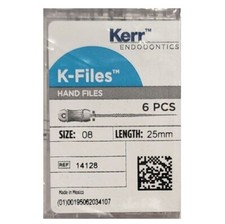  6-Pieces Kerr Endodontics K-Files Hand Files Size-8 Length-25mm 14128