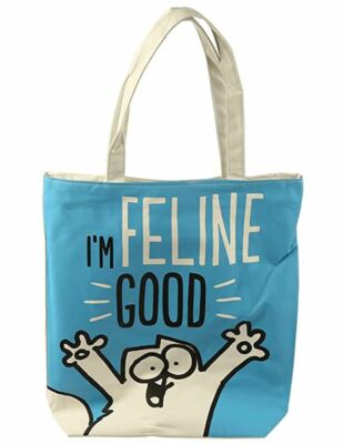 Simon's Cat I'm Feline Good 100% Cotton Zip Up Shopping Bag Tote NEW
