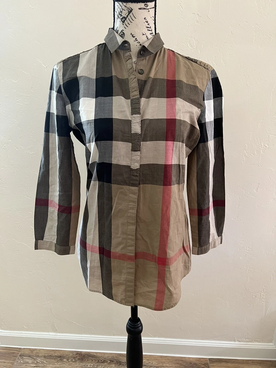 Burberry Cotton Logo Nova Check Button Up Shirt Beige