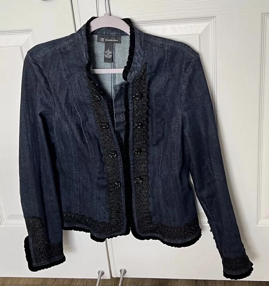 Chaqueta Denim INC Detalles Vintage Cierre Gancho Mujer Talla Grande Foto 2 de 4