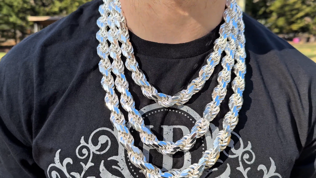 Real Solid 925 Silver 14.5mm Thick Men's Rope Chain Dookie