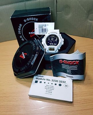 Vintage G-Shock DW-6900CR White Crocodile Gold Button Negative