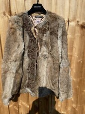 Antik Batik Short Fur Coat Rabbit Sz M Beaded Detail.vintage Very Biba Kate Moss