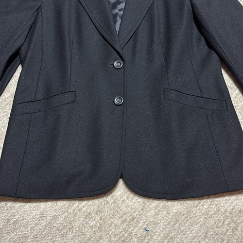 Sz 12 Wool Black blazer Talbots Stretch made in Italy 3 button knotch collar - Picture 3 of 8