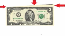 Cutting Printing Error 2013- K TWO Dollars Bill MONEY BILL $2 USD