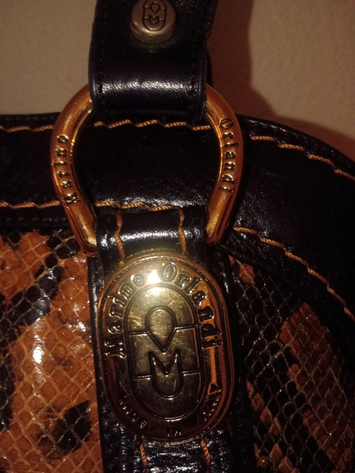 Auténtico bolso de mano de cuero Marino Orlando con estampado de pitón de diseñador Foto 2 de 4