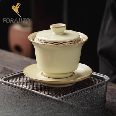 Ruyao Ceramics Gaiwan Tea Set 160ml 5.5oz Tea-water Heat-resistant Beige Teacup