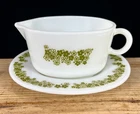 VTG Pyrex Corning Corelle Crazy Daisy Spring Blossom, Gravy Boat & Saucer Plate