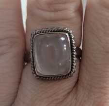 Sterling Silver And Rose Quartz Ring Size 7