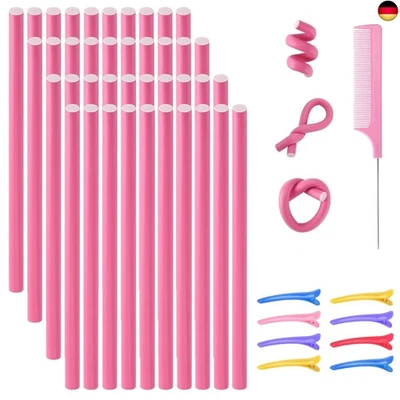 SEPGLITTER 40 Stück Haar Lockenwickler ohne Hitze Flexibler Papilotten Lockenstäbe L