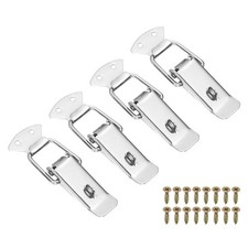 4 Pcs 1" 201 Stainless Steel Spring Loaded Toggle Latch W Lock and Screw, Silver