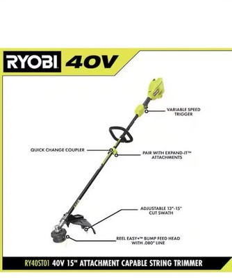 40V 15 in Expand-It Cordless Battery Attachment Capable String Trimmer Tool Only
