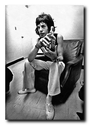 Mick Jagger Art, Real Cotton Canvas Print, Digital Brushstroke Style 24X36 Inche