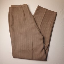Liz Claiborne Trouser Pants Size 12 High Rise Tapered Leg Beige Herringbone