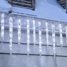 Icicle Lights Outdoor with Clips, 20Ft 100 LED 20 Tubes Twinkling Icicle String