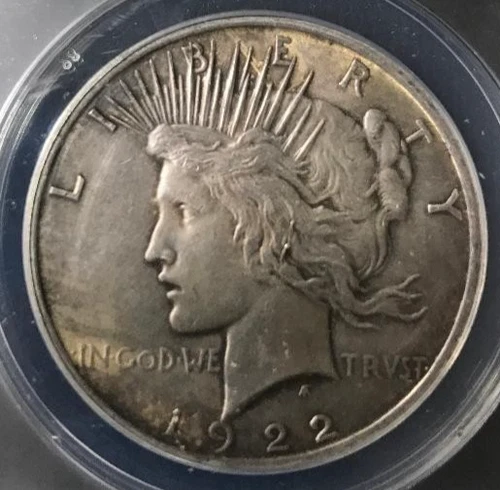 1922 PEACE SILVER DOLLAR ANACS AU 55 VAM 2A EAR RING EDS CLEANED