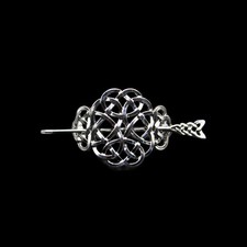 Celtic Weave Stick Barrette with Coordinated Hair Slide - Viking - Silver