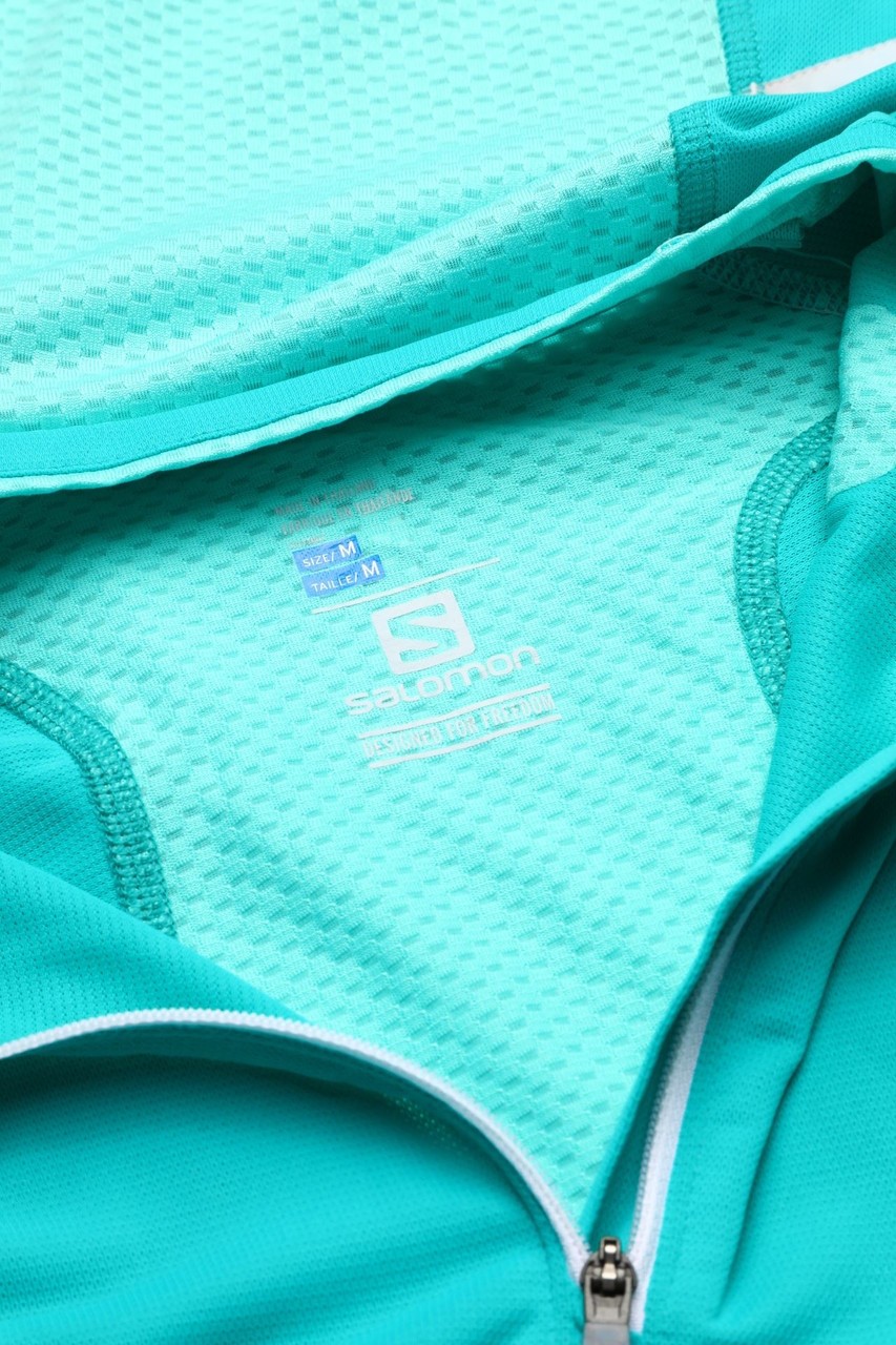 SALOMON T shirt sport fitness allenamento stampa logo M tonalità verde