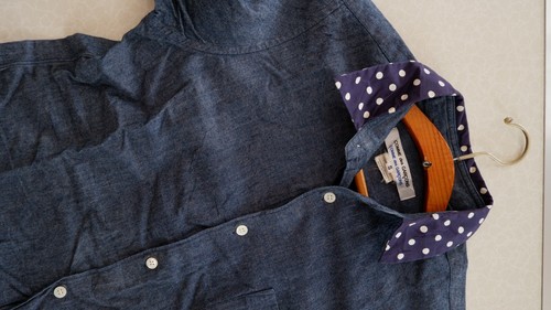 Camicia da donna Comme des garcons blu indaco denim colletto a pois Francia S - Foto 7 di 12