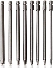 8PCS 100Mm S2 Steel Torx Security Head Screwdriver Drill Set 1/4 Inch