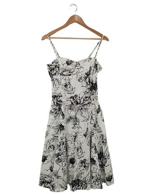 ZARA BASIC Trägerkleid Damen Kleid Gr. DE 40 weiß-schwarz Casual-Look