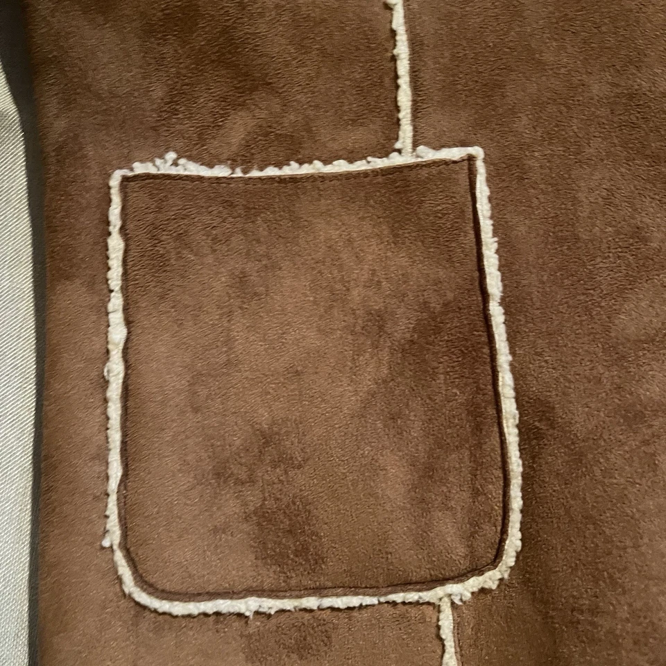 Винтажный искусственной замши Куртка Пальто размер L желтовато-коричневый коричневый флис Marvin Richards XL - Изображение 3 из 4