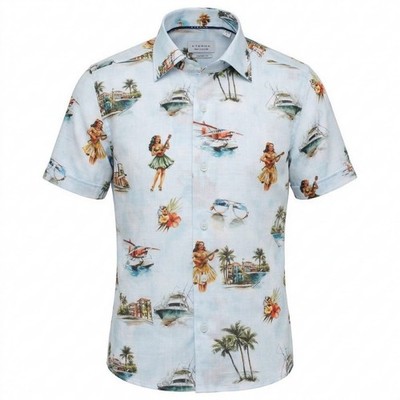 Eterna Herren Hemd kurzarm Comfort Fit blau Print 1372 KS28 11