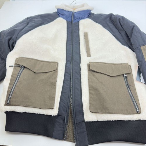 Chaqueta de bombardero Bass Outdoor para hombre de medios mixtos con cremallera completa - blanca antigua multi-XL - Imagen 8 de 10