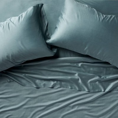 King 400 Thread Count Rayon from Bamboo Sheet Set Light Teal Blue