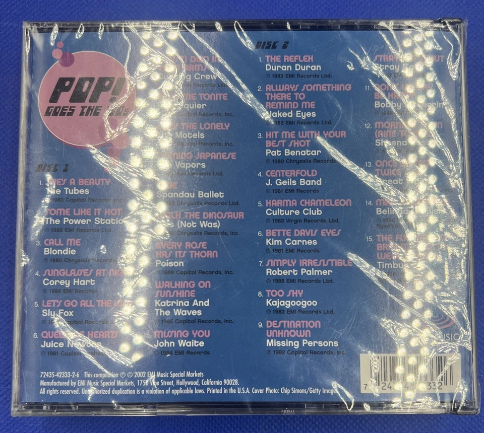 POP! GOES THE '80s (2 CD Set, 2002) Poison Blondie Stray Cats 30-Hits New Sealed Foto 3 de 4