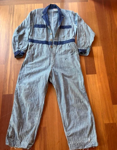 1950s Vintage Stone Cutter Universal Overall Co Coveralls 42 Herringbone Twill - product listing photo