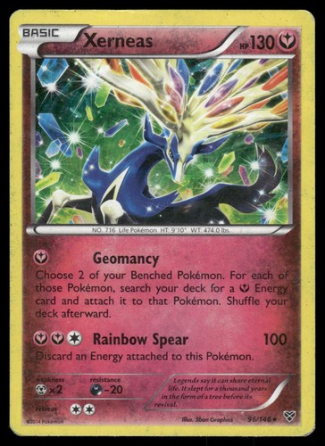 Xerneas 96/146 Rare XY Base Set Pokemon Reverse Holo Moderately Played