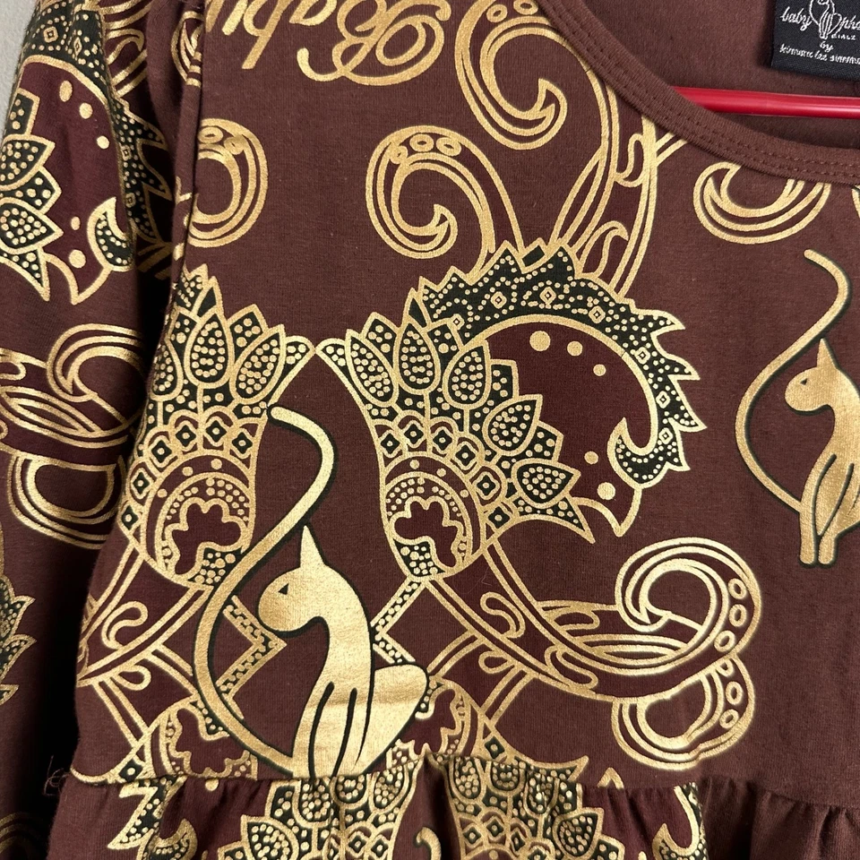 Baby Phat 儿童女孩 XL 衬衫连衣裙棕色金色口袋 y2K 杀手全新带标签 — 第 3/4 张图片