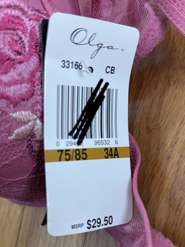 Olga Floral Mystique 33166 Contour Lined Underwire Pink Bra 34 A New Vintage - Picture 3 of 7