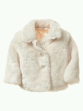 Gap Girls Faux Fur Ivory white special occasion Coat size 4 new